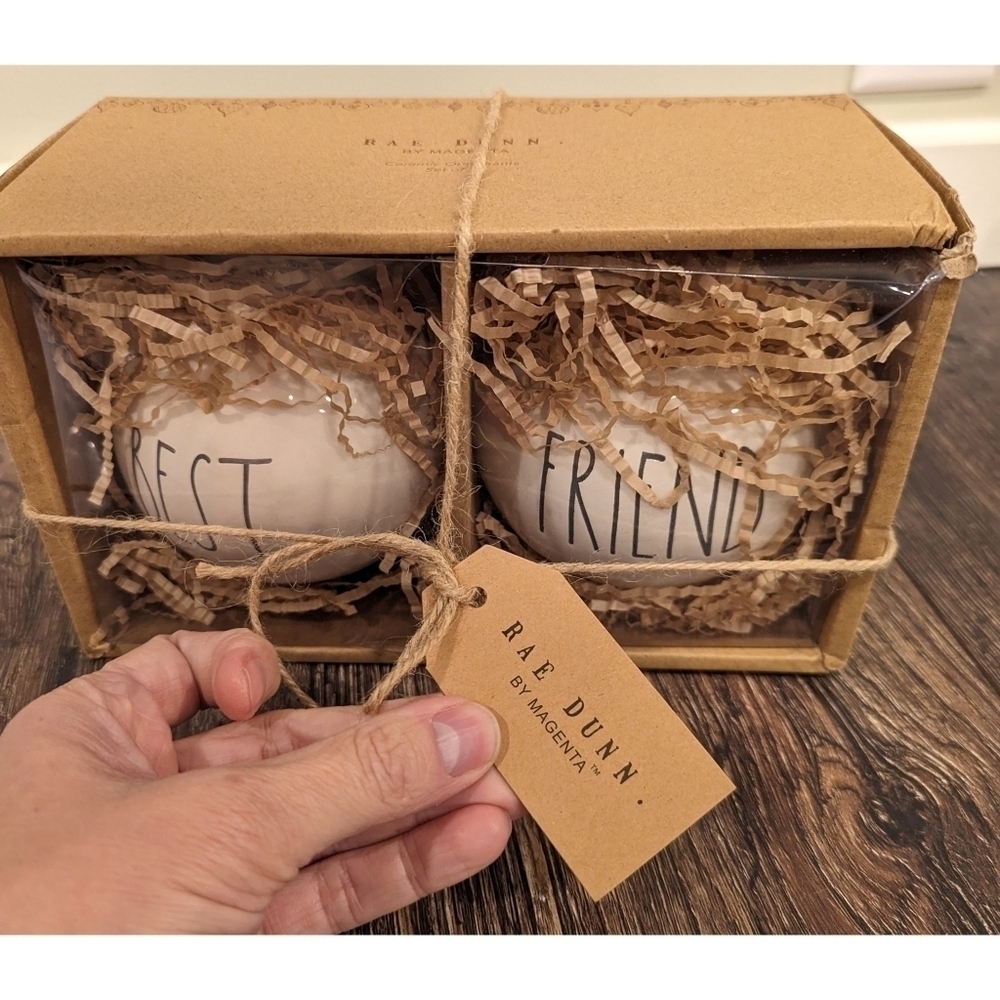 New In Box Rae Dunn Ceramic Best Friend Ornament Set - Picture 2 of 8